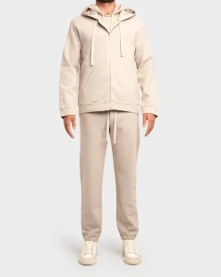 Light Beige Cotton Zipped Hoodie