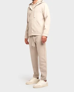Light Beige Cotton Zipped Hoodie