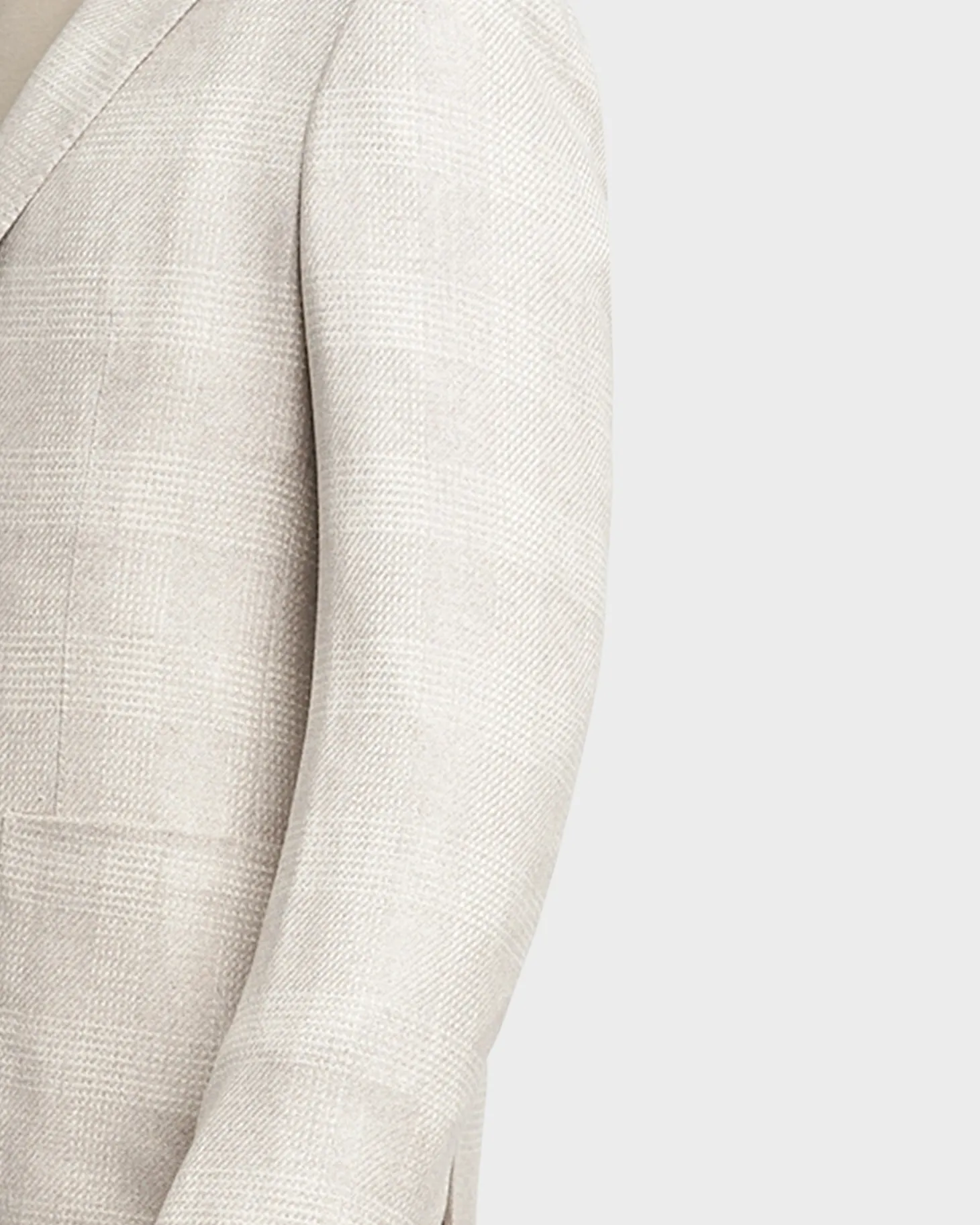 Light Beige Glen Square Check Cashmere Silk Wool Sports Jacket