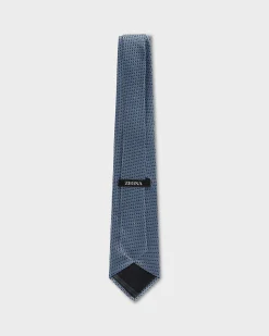Light Blue And Black Triangular Pattern Silk Tie