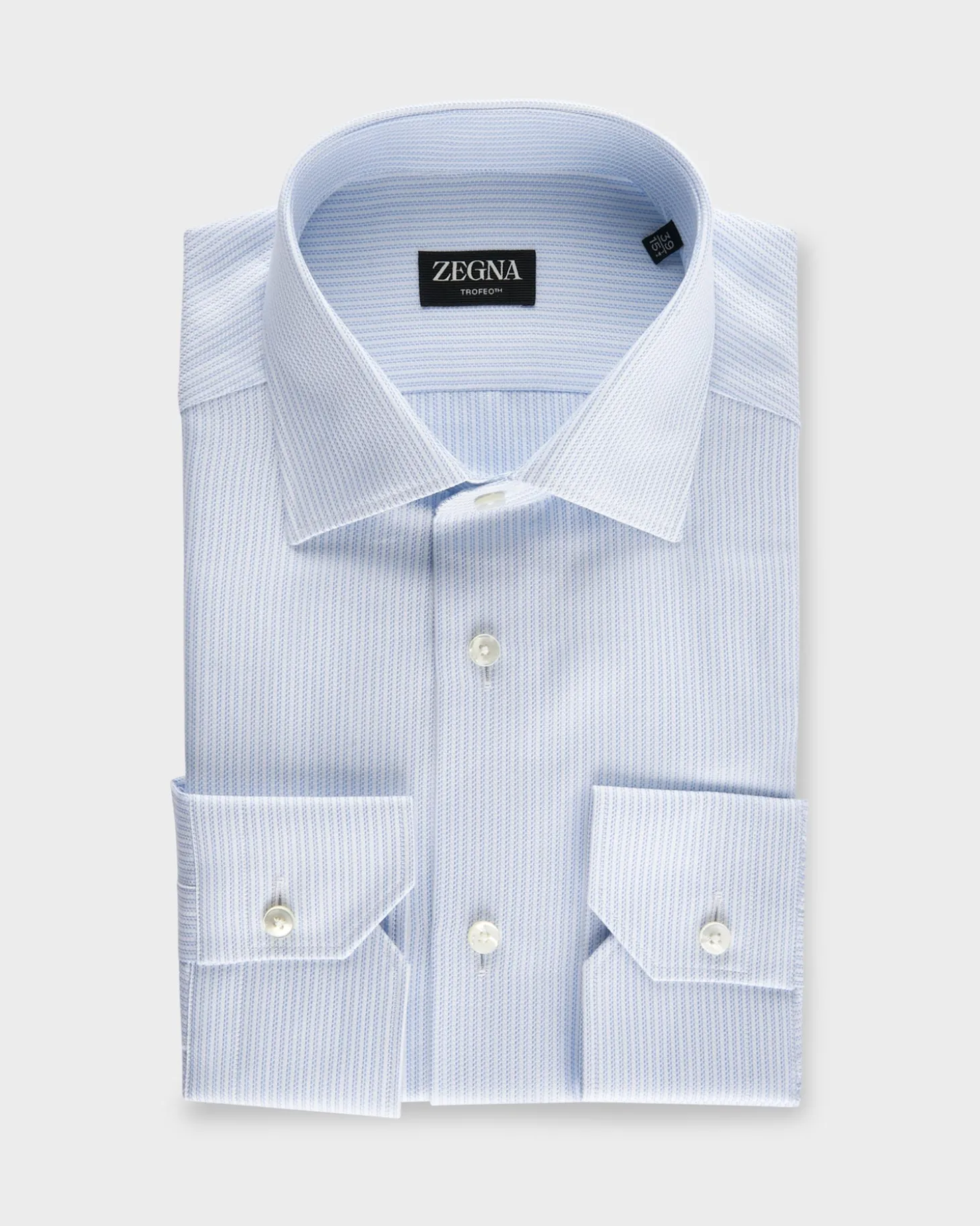 Light Blue And White Trofeo Cotton Business Shirt