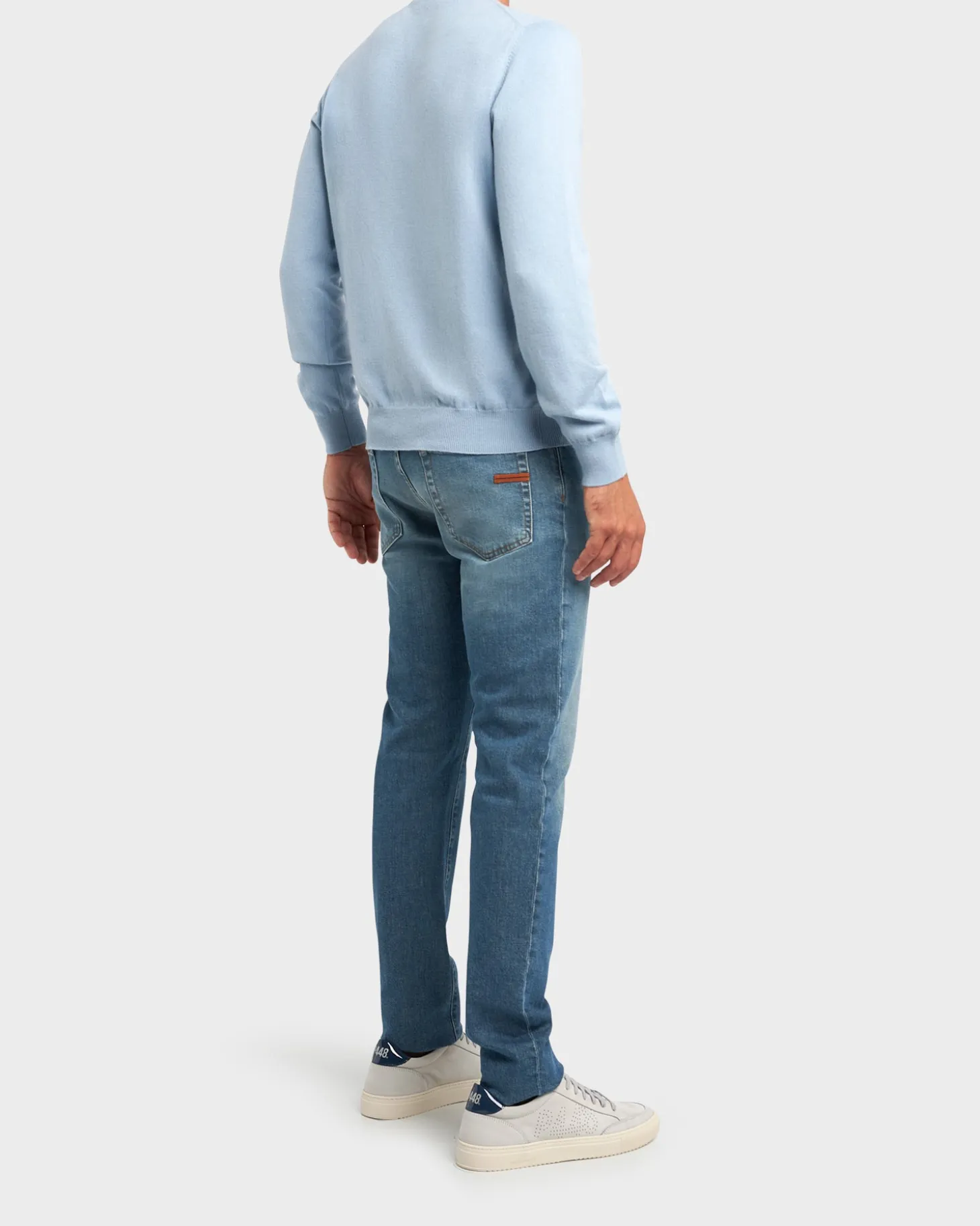 Light Blue Cashmere Crew Neck Sweater