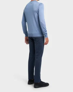 Light Blue Cashseta Crewneck Sweater