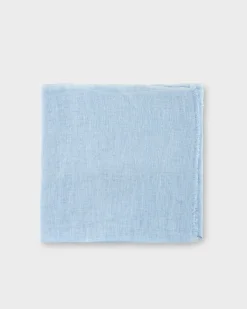 Light Blue Frayed Edge Linen Scarf