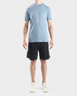 Light Blue Linen Elastan T-Shirt