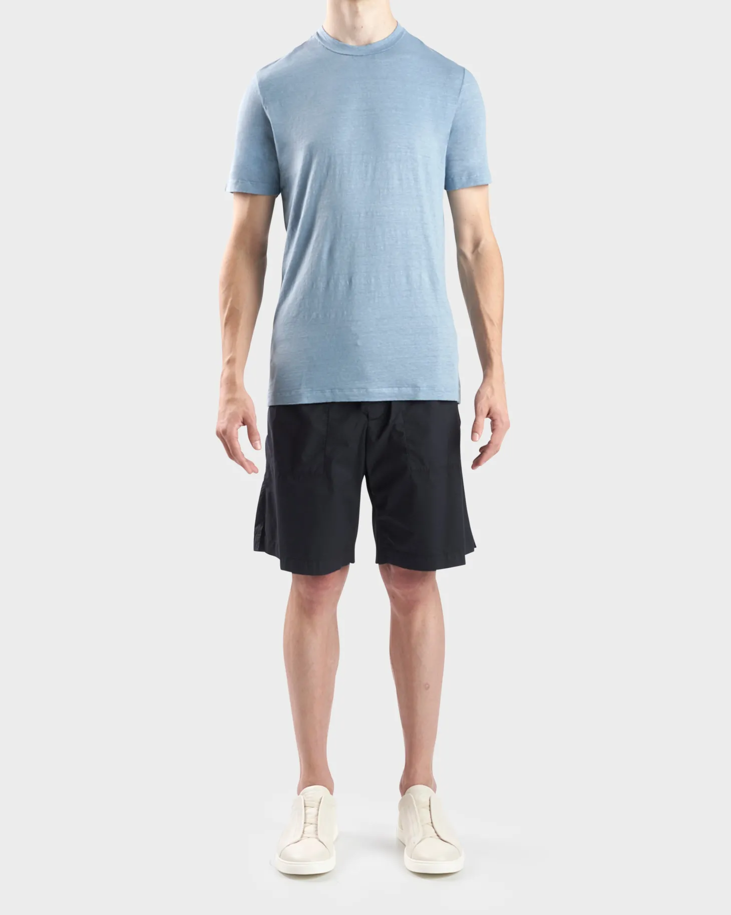 Light Blue Linen Elastan T-Shirt