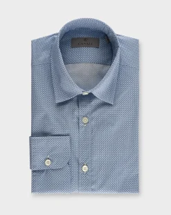 Light Blue Micro Pattern Cotton Shirt