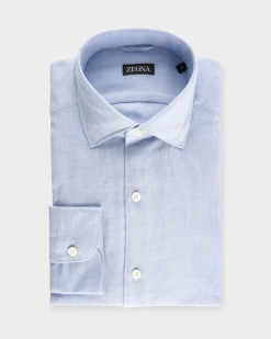 Light Blue Microstructure Cotton Shirt