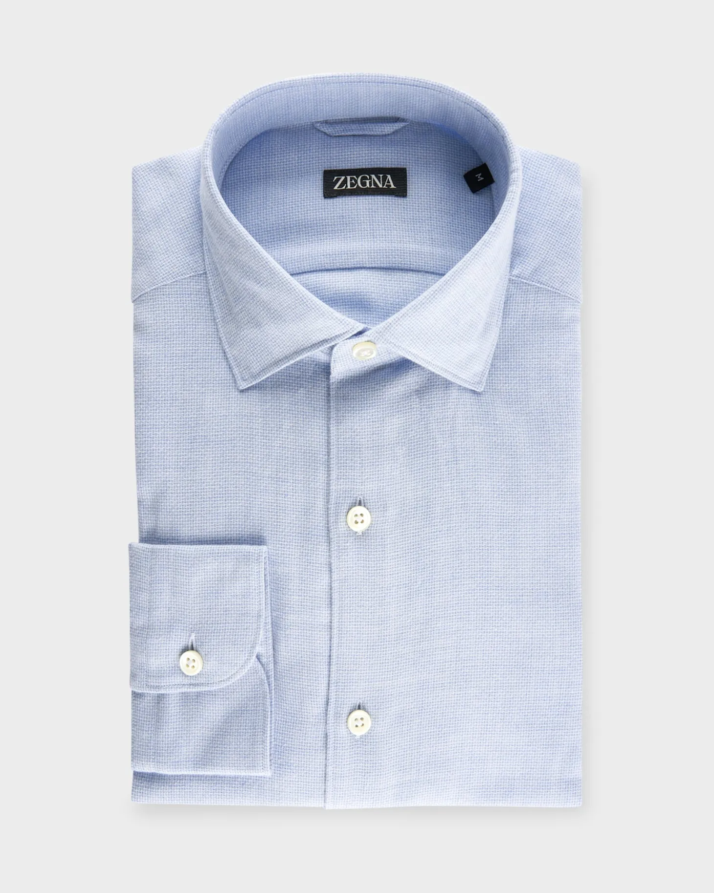 Light Blue Microstructure Cotton Shirt