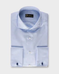 Light Blue Microtexture Cotton French Cuff Shirt