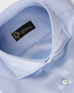 Light Blue Microtexture Cotton French Cuff Shirt