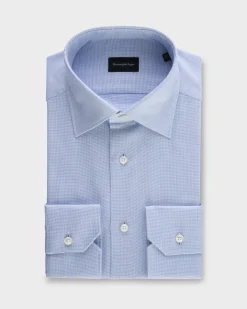 Light Blue Microtexture Milano Cotton Shirt