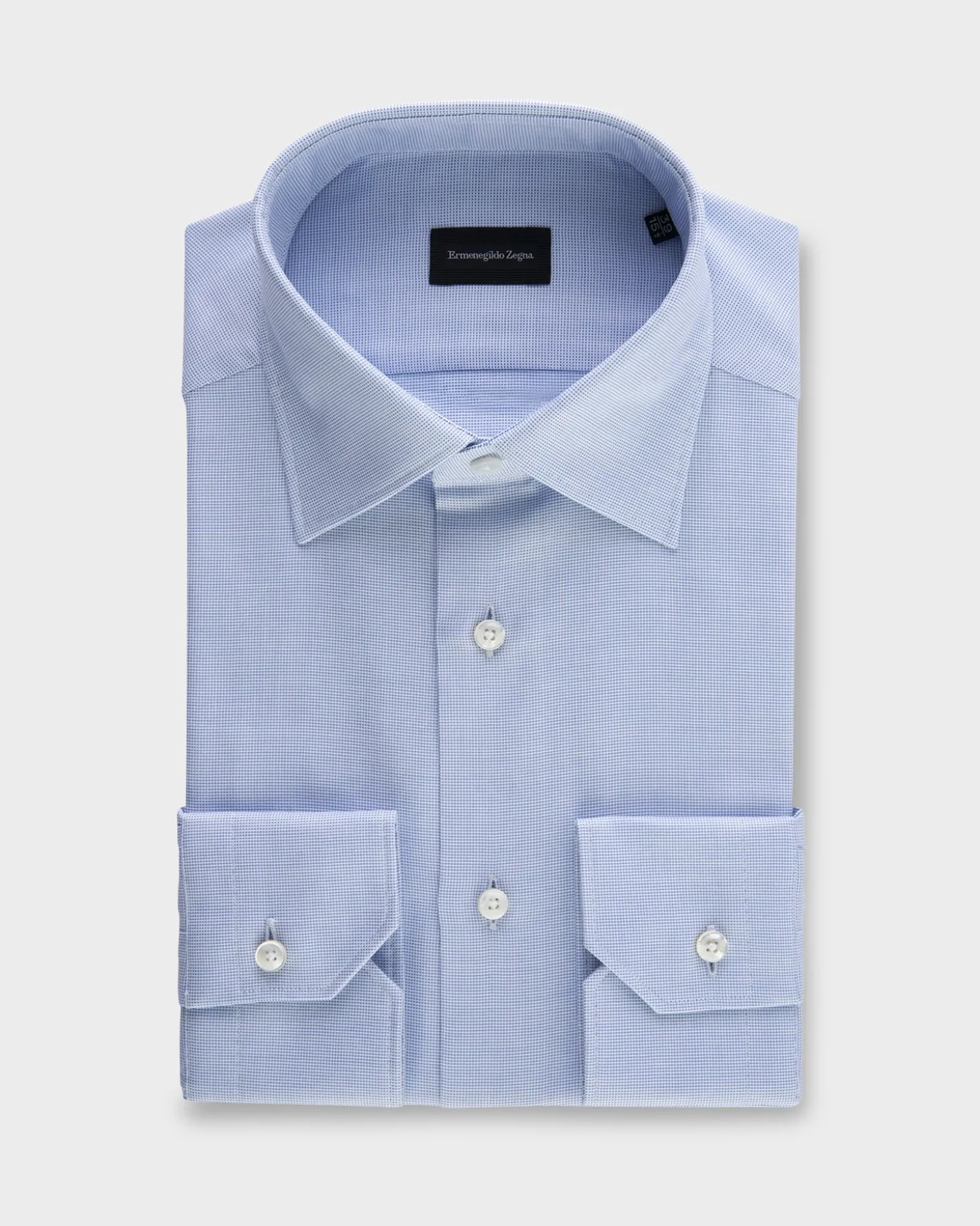 Light Blue Microtexture Milano Cotton Shirt