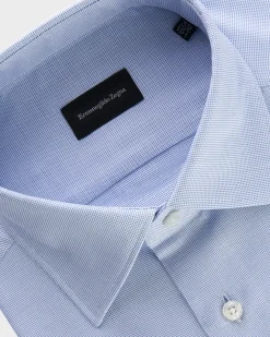 Light Blue Microtexture Milano Cotton Shirt