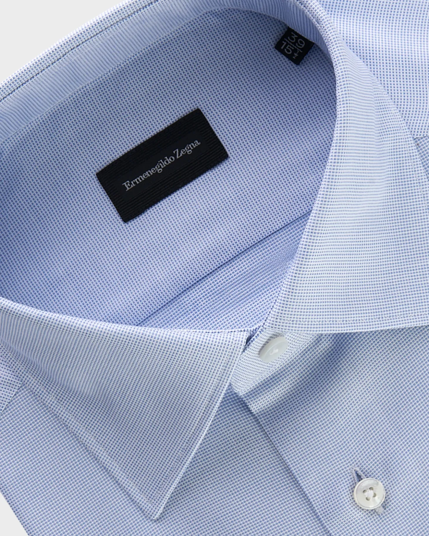 Light Blue Microtexture Milano Cotton Shirt