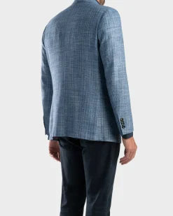 Light Blue Woven Microstructure Cashmere Sports Jacket