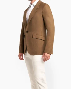 Light Brown Sage Linen Wool Sports Jacket