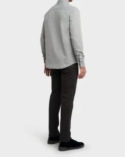 Light Grey Denim Cotton Long Sleeve Shirt