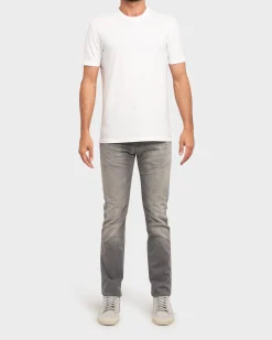 Light Grey Slim Fit Cotton Stretch Rising Sun Jeans