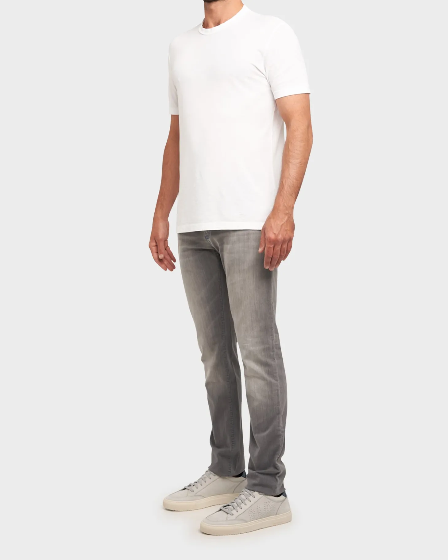 Light Grey Slim Fit Cotton Stretch Rising Sun Jeans