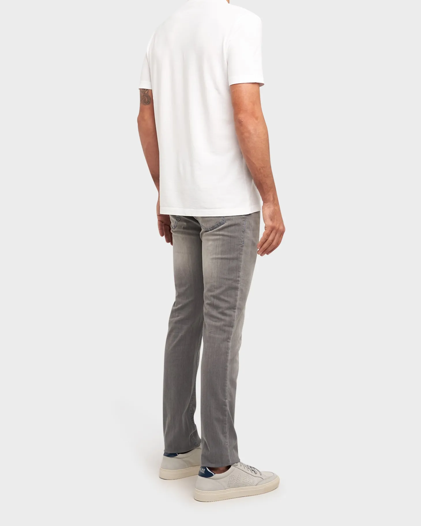 Light Grey Slim Fit Cotton Stretch Rising Sun Jeans