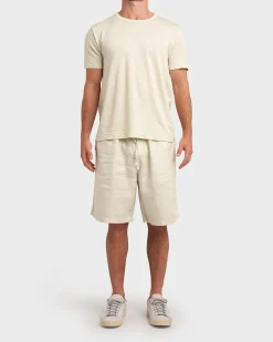 Light Lime Linen Stretch Crew Neck T-Shirt