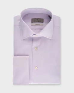 Lilac Microtexture French Cuff Cotton Shirt