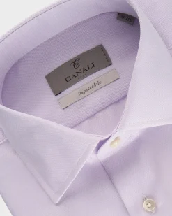Lilac Microtexture French Cuff Cotton Shirt