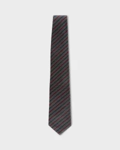 Maroon And Navy Diagonal Pattern Silk Tie