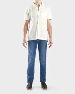 Mid Blue Cashmere Cotton Slim Fit Jeans