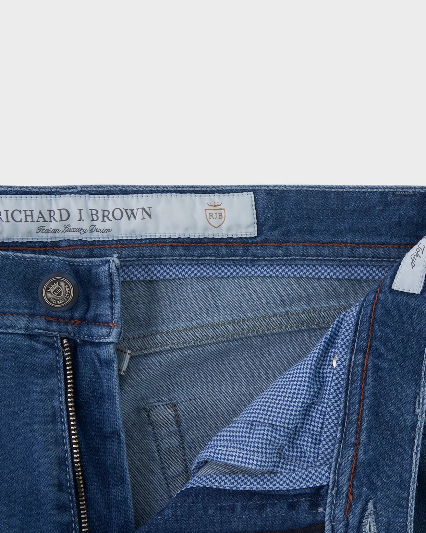 Mid Blue Cashmere Cotton Slim Fit Jeans