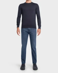 Mid Blue Cotton Stretch Slim City Jeans