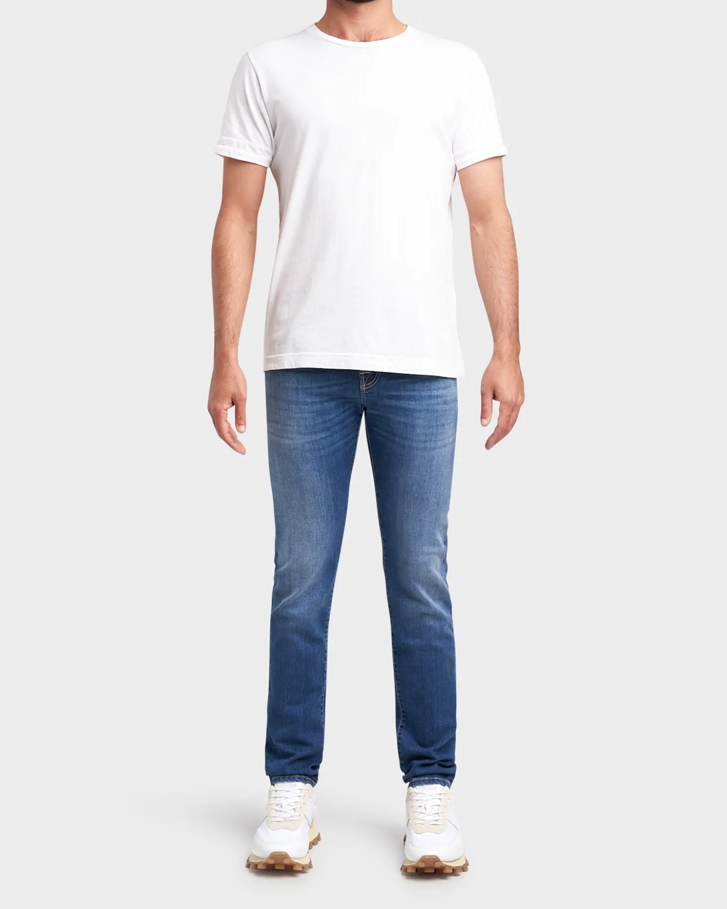 Mid Blue Cotton Stretch Skinny Jeans