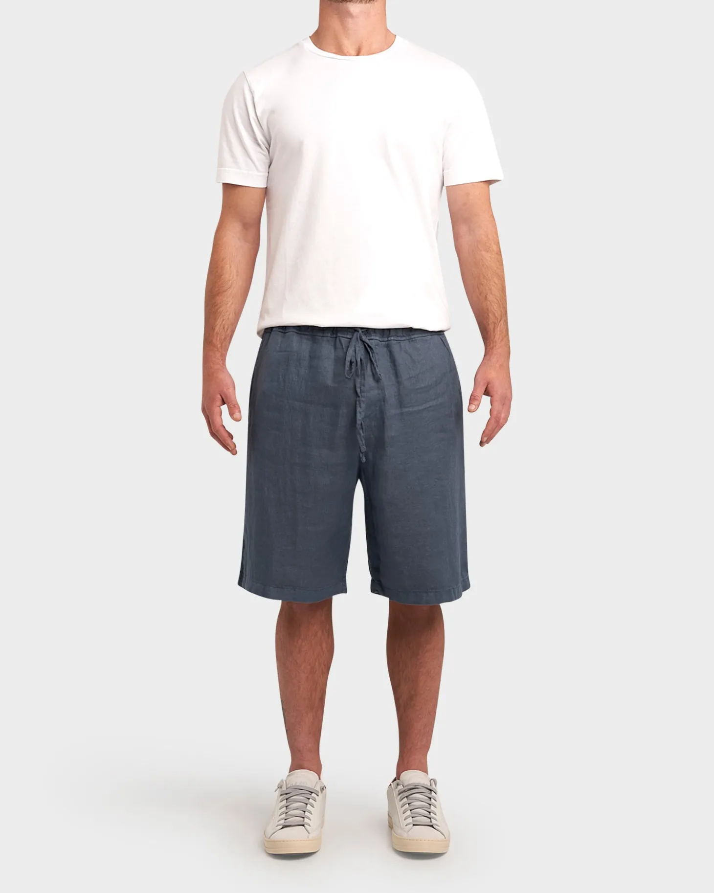 Mid Blue Linen Shorts