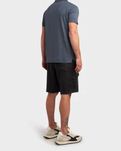 Mid Blue Linen Stretch Polo Shirt