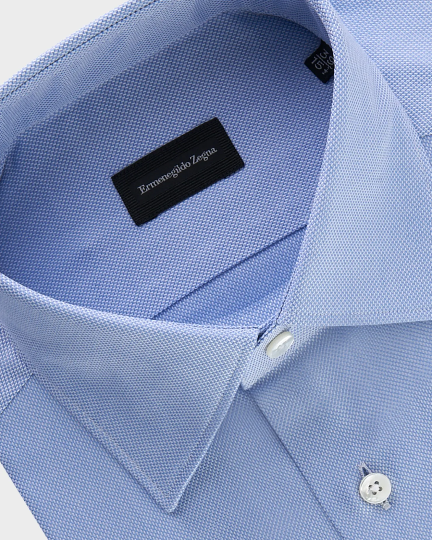 Mid Blue Microtexture Cotton Shirt
