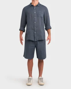 Mid Blue Pure Linen Shirt