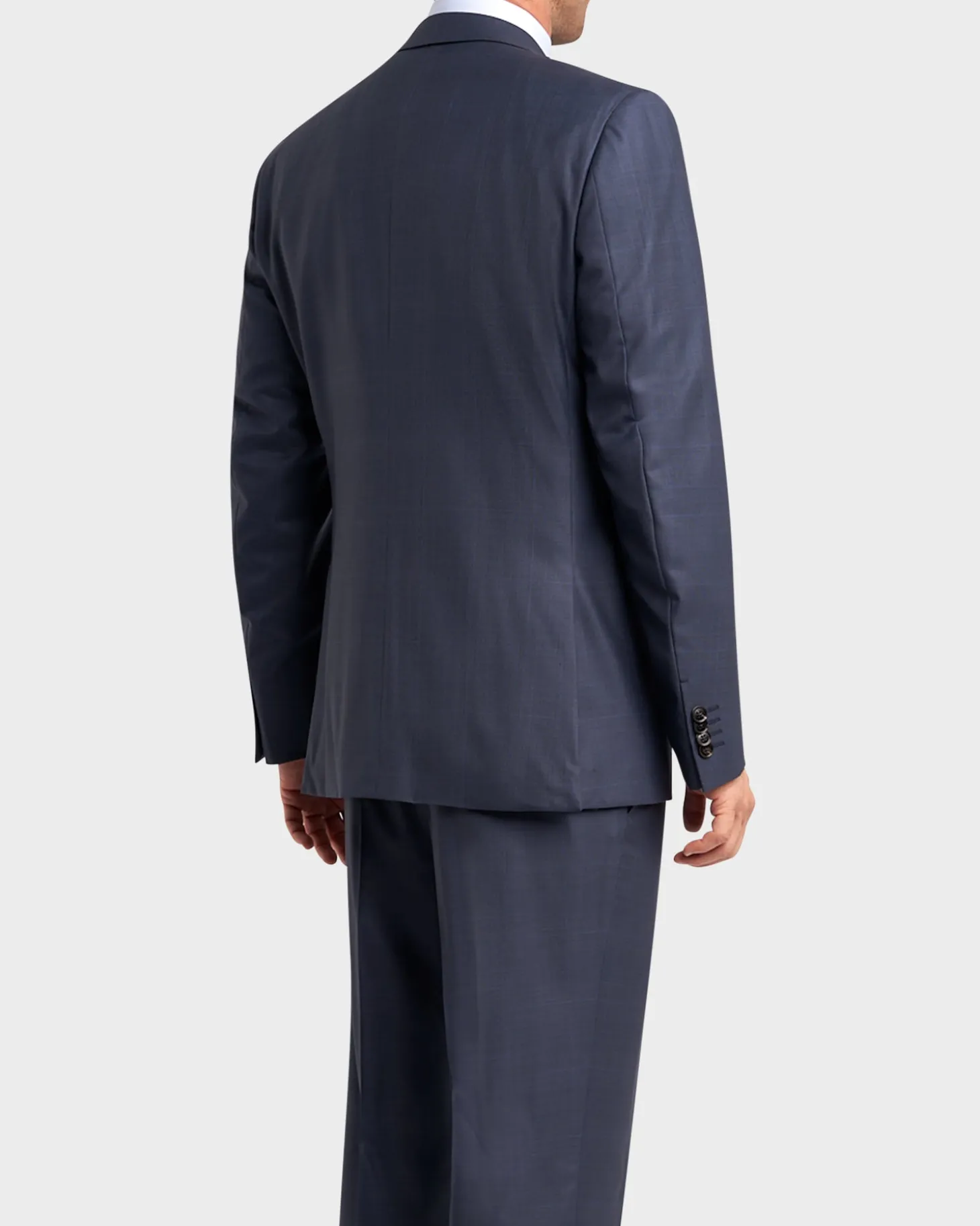 Mid Blue Windowpane Overcheck 15Milmil15 Wool Suit
