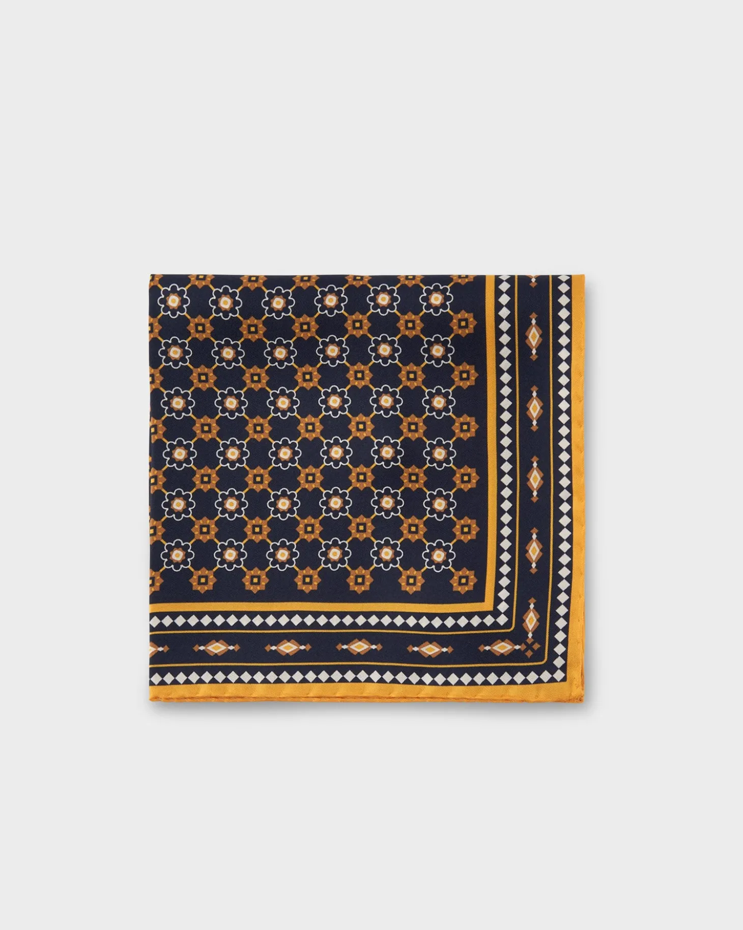 Midnight And Yellow Floral Silk Pocket Square