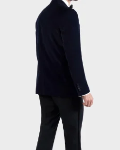 Midnight Blue Peak Lapel Velvet Dinner Jacket