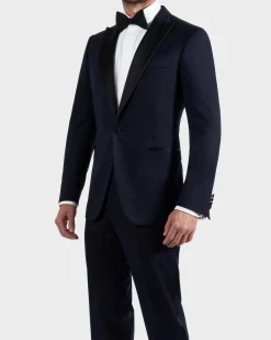 Midnight Blue Peak Lapel Wool Dinner Suit