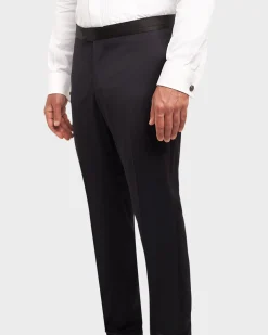 Midnight Blue Super 120 Wool With Satin Piping Dinner Pants