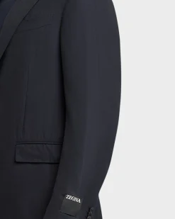 Midnight Blue Wool Silk Elastane Sports Jacket