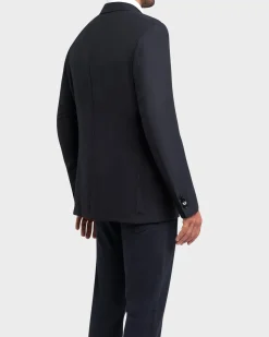 Midnight Blue Wool Silk Elastane Sports Jacket