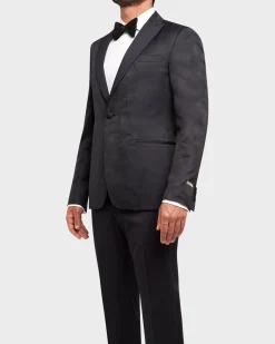 Midnight Blue Woven Textured Dinner Jacket