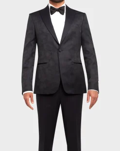 Midnight Blue Woven Textured Dinner Jacket