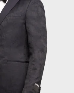 Midnight Blue Woven Textured Dinner Jacket