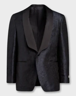 Midnight Floral Jacquard Shawl Lapel Dinner Jacket