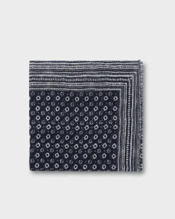 Midnight Flower Pattern Frayed Edge Linen Scarf