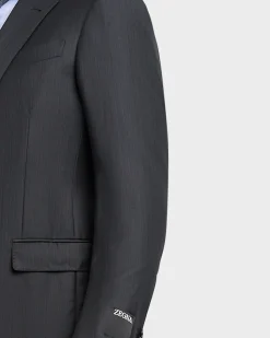 Midnight Grey With Burgundy Stripe Trofeo Wool Suit
